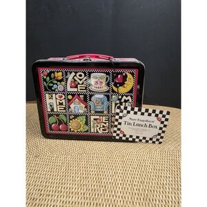 Mary Engelbreit 1999 Tin Lunch Box Home Love Cherry Checkered Vintage NOS Tag